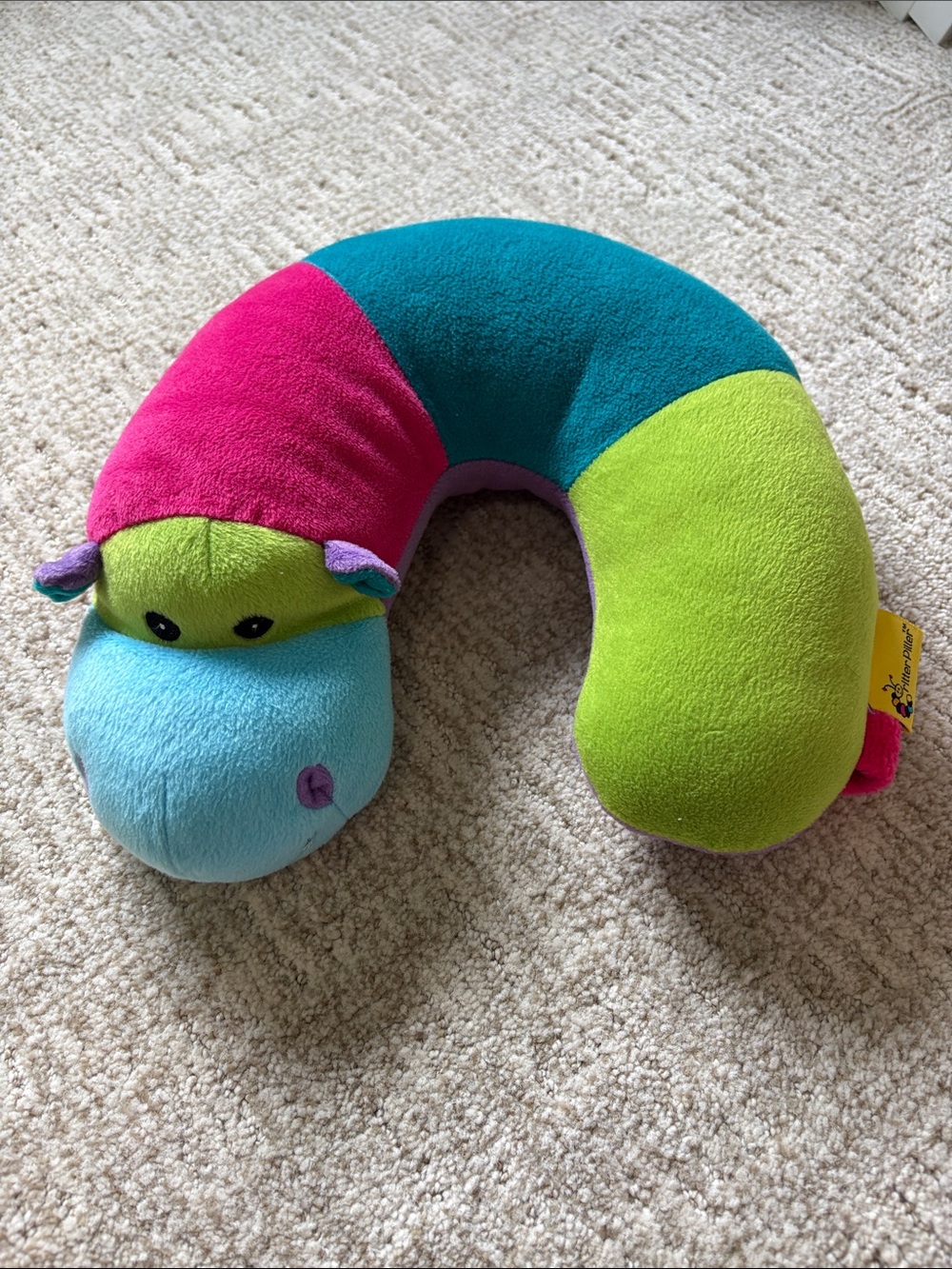 Plush Multi-Color Kids Neck Pillow - Teal, Bright Green, Pink, Light Blue